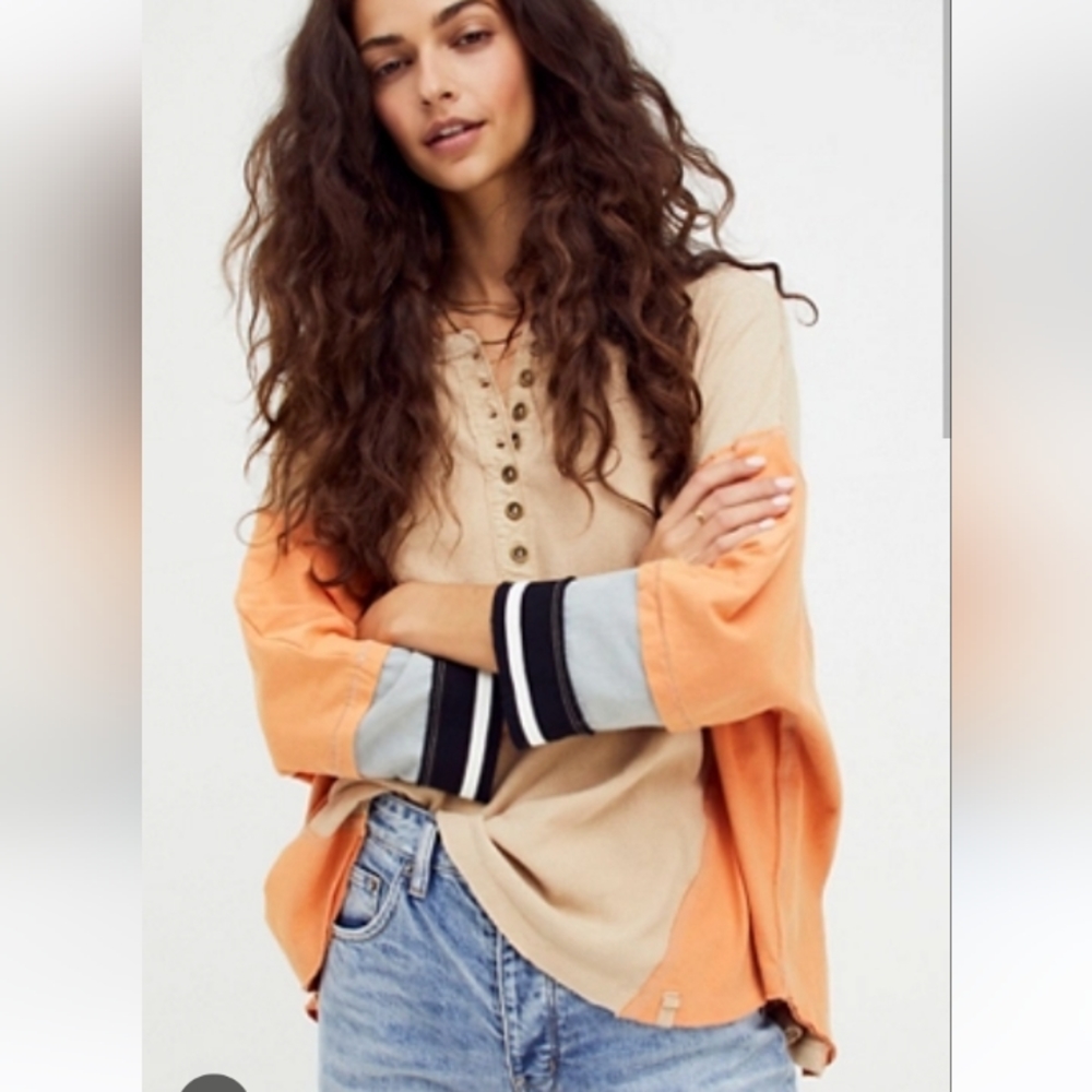 NWT Free People Just Tip It Henley Tee